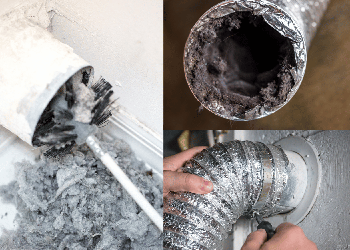 Technician cleaning dryer vent system